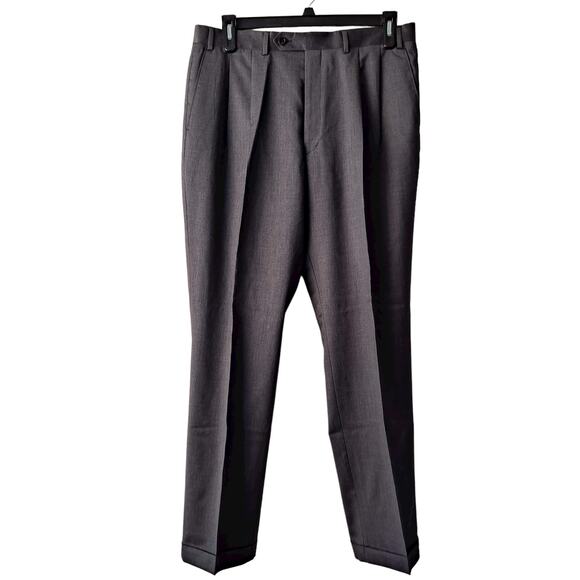 Joseph Abboud Gray 100% Wool Straight Leg Cuffed Dress Pant - Size 36R - Picture 1 of 16